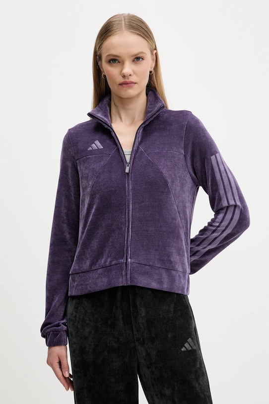 adidas bluza welurowa Tiro bez kaptura fioletowy JM1816