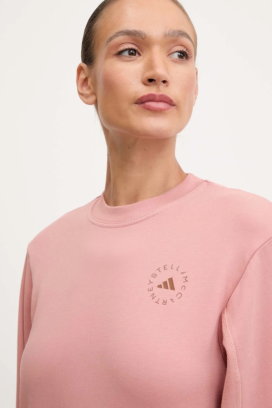 Bombažen pulover adidas by Stella McCartney roza JX6784