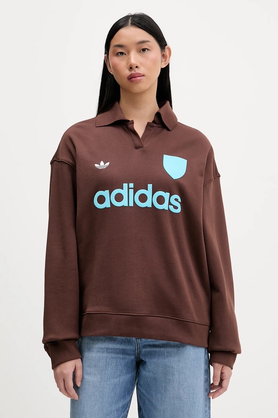 adidas Originals bluza bawełniana Footie Sweat nadruk brązowy JZ0879