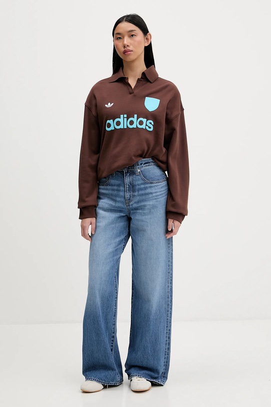 adidas Originals bluza bawełniana Footie Sweat JZ0879 brązowy AW25