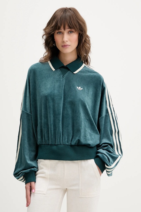 adidas Originals bluza welurowa Liberty bez kaptura turkusowy JW5274