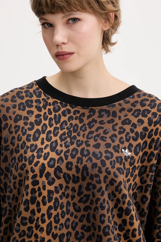 adidas Originals bluza bawełniana Leopard brązowy JW7303