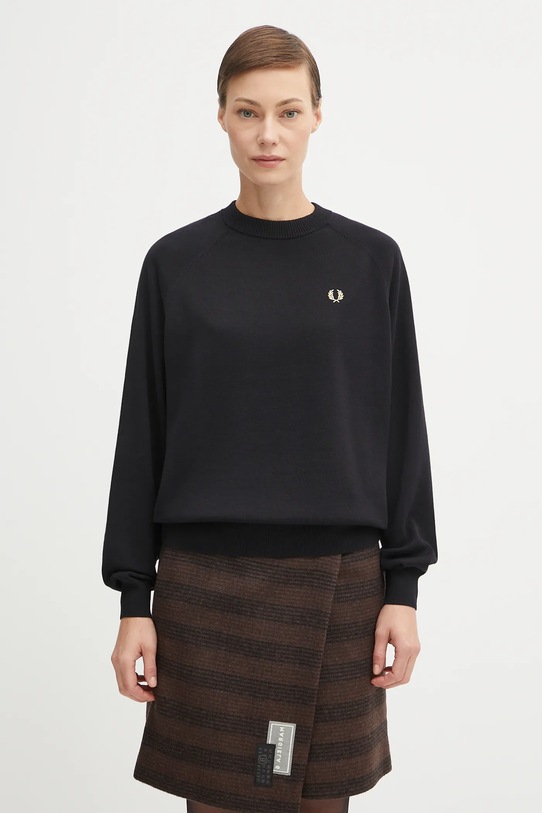 Fred Perry sweter bawełniany gładkie czarny K1117