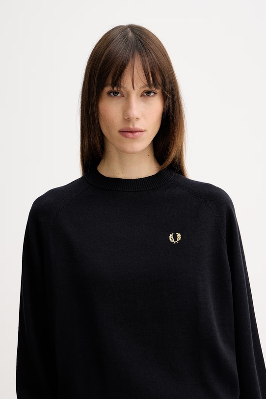 Fred Perry sweter bawełniany czarny K1117