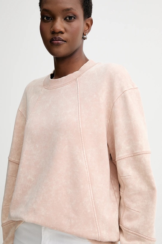 G-Star hanorac de bumbac Washed 3D sleeve a line roz D27167.D969