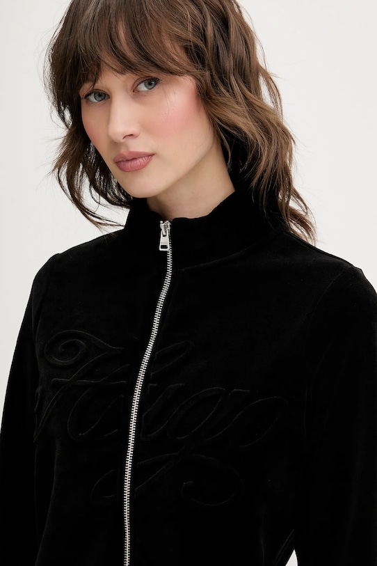 Hugo Blue bluză din velur negru 50549486