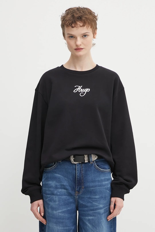 HUGO hanorac de bumbac print negru 50550149