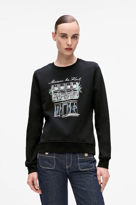 Karl Lagerfeld hanorac de bumbac print negru A4W20065