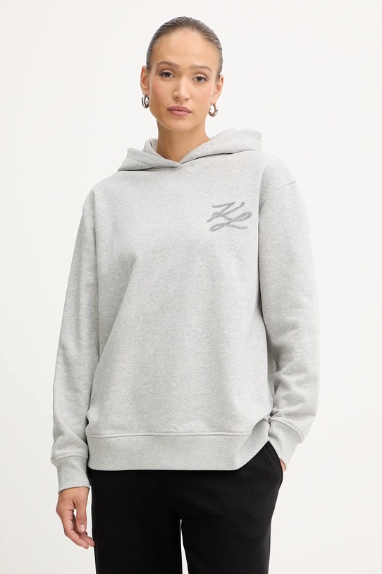Mikina Karl Lagerfeld s kapucňou sivá A4W20031