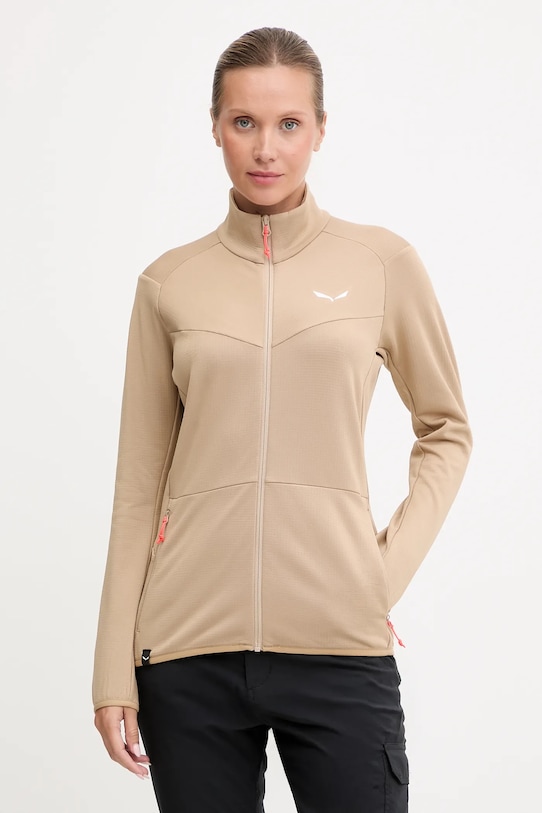 Outdoorová mikina Salewa Puez Cammino bez kapuce béžová 00.0000029095