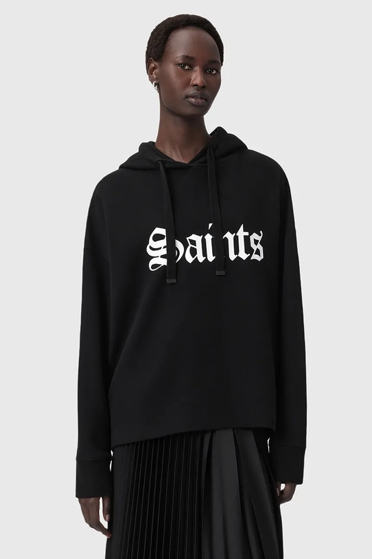 Βαμβακερή μπλούζα AllSaints SAINT στάμπα μαύρο W140JD