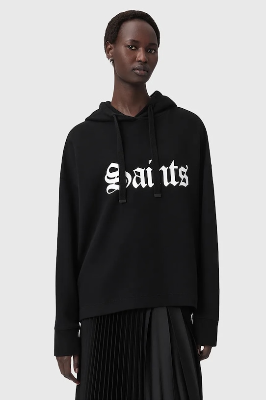 AllSaints hanorac de bumbac SAINT print negru W140JD