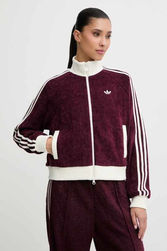 adidas Originals bluza welurowa Velour bez kaptura bordowy KS0400