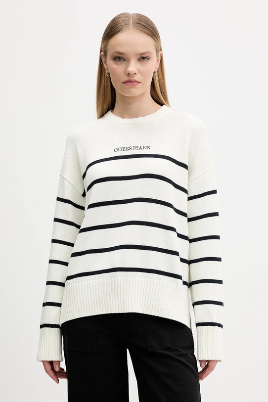 Хлопковый свитер Guess Jeans хлопок бежевый W5BR03.Z3HM1