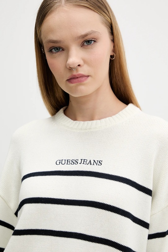 Хлопковый свитер Guess Jeans бежевый W5BR03.Z3HM1