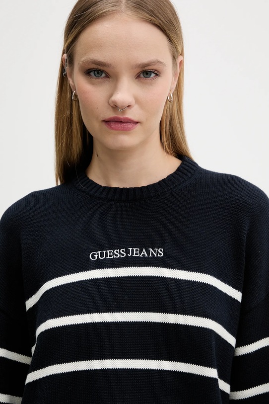 Guess Jeans sweter bawełniany granatowy W5BR03.Z3HM1