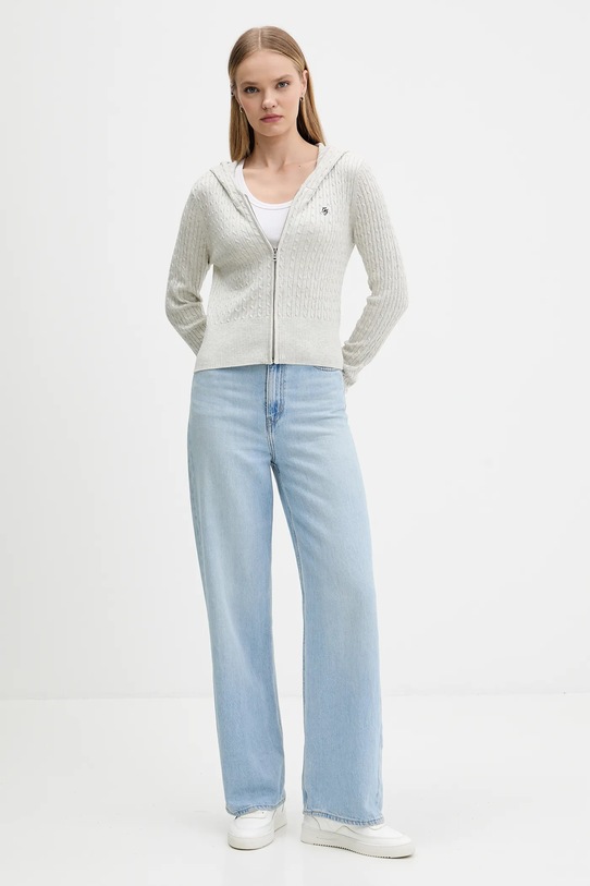 Guess Jeans kardigan z domieszką jedwabiu melanż szary W5BR04.Z3HO2