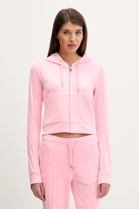 Juicy Couture bluza welurowa z elastanem różowy JCWAS225306
