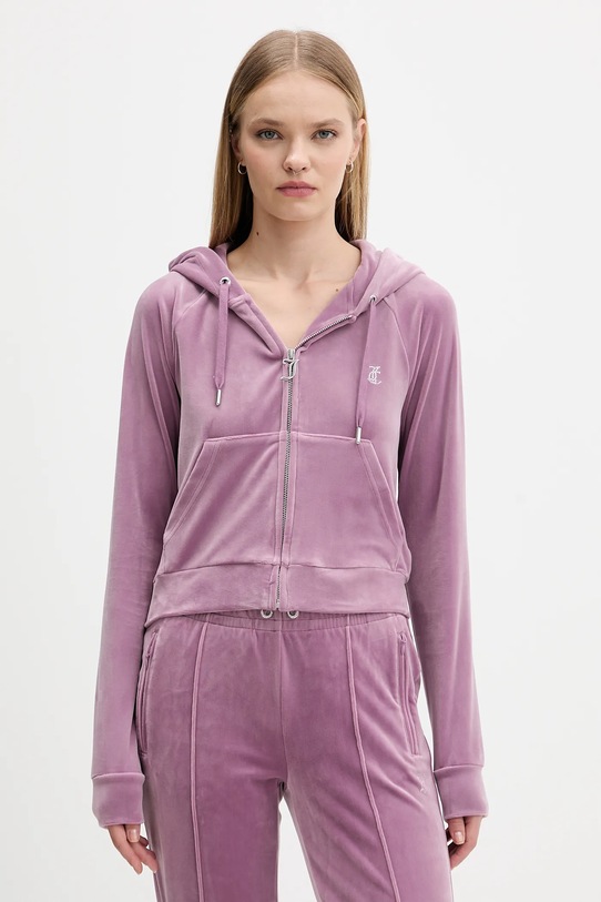 Juicy Couture bluza welurowa z kapturem fioletowy JCWAS225306