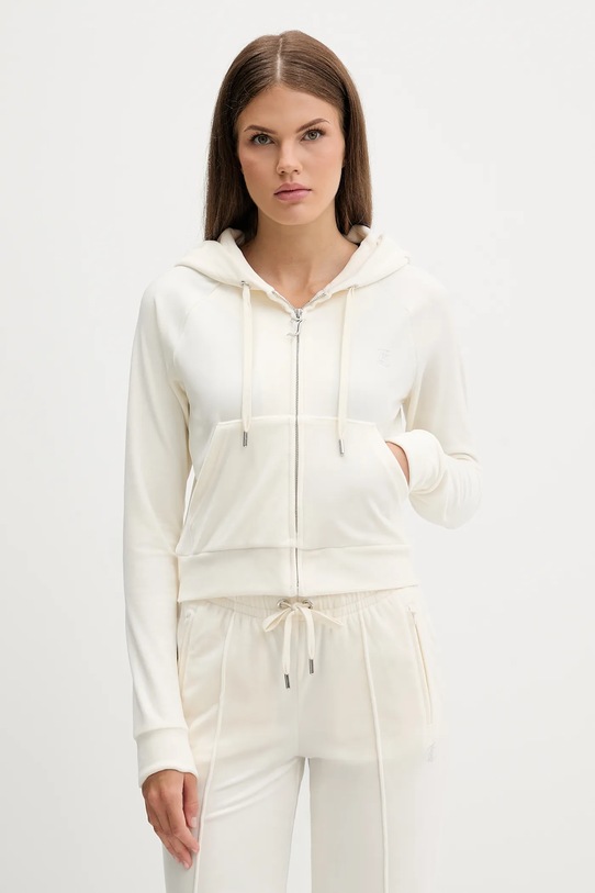 Velurová mikina Juicy Couture s kapucí béžová JCWAS225306