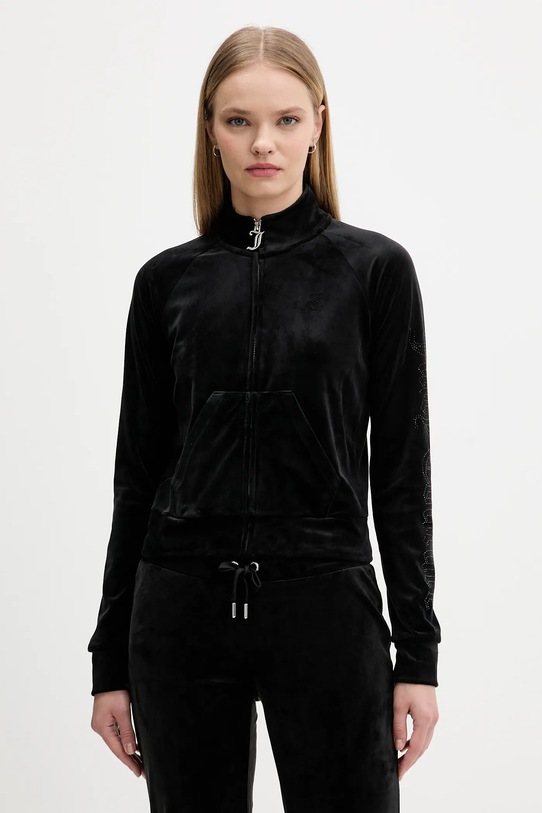 Juicy Couture bluza welurowa aplikacja czarny JCWCT225308