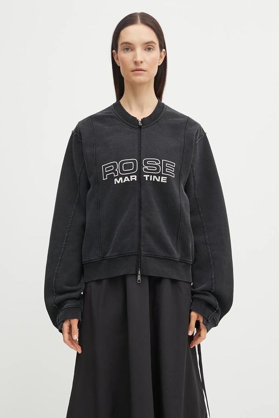 Pamučna dukserica Martine Rose Shrunken Zip Up Crew krivi crna 670JS01002CW