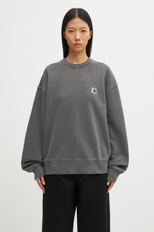 Carhartt WIP bluza bawełniana W' Nelson Sweatshirt gładkie szary I029537.89GD