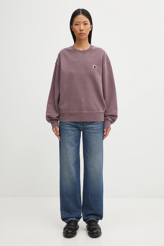 Carhartt WIP bluza bawełniana W' Nelson Sweatshirt I029537.33IGD fioletowy