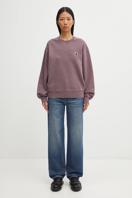 Carhartt WIP bluza bawełniana W' Nelson Sweatshirt I029537.33IGD fioletowy