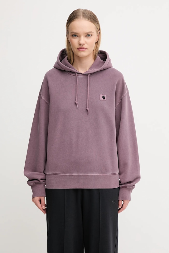 Carhartt WIP bluza bawełniana W' Hooded Nelson Sweat z kapturem fioletowy I032741.33IGD