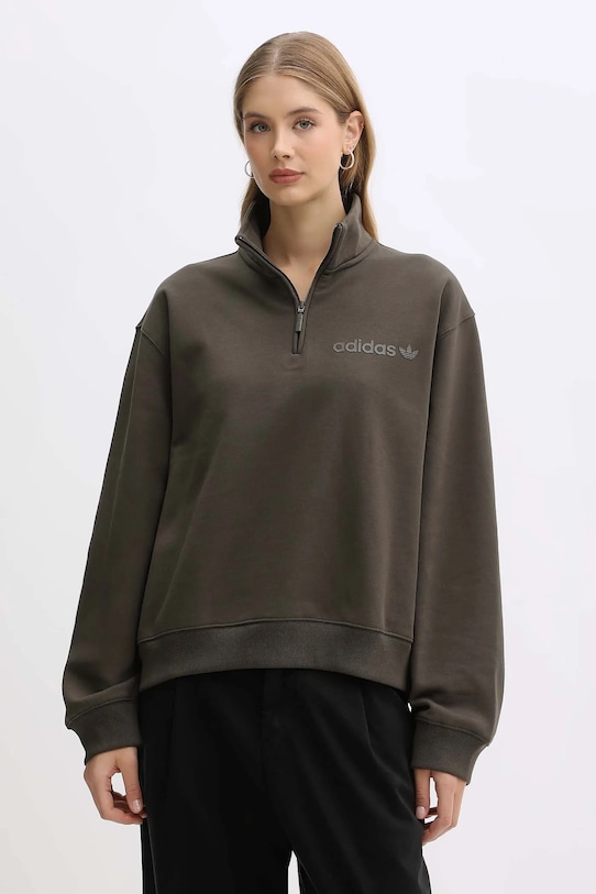 Mikina adidas Originals Essentials bez kapucne hnedá JW1025