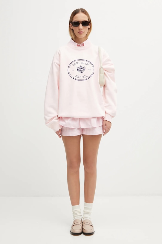 Sporty & Rich bluza bawełniana Eden Crest Embroidered ST07160621P140 różowy