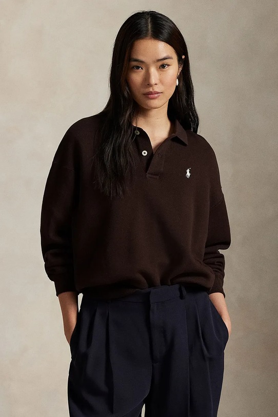 Polo Ralph Lauren felpa ARCTIC FLEECE sovrastampa marrone 211947966009