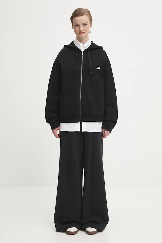 Βαμβακερή μπλούζα Fiorucci Angel Patch Regular Fit Zip Up W02FPSZI397CJ05BK01 μαύρο