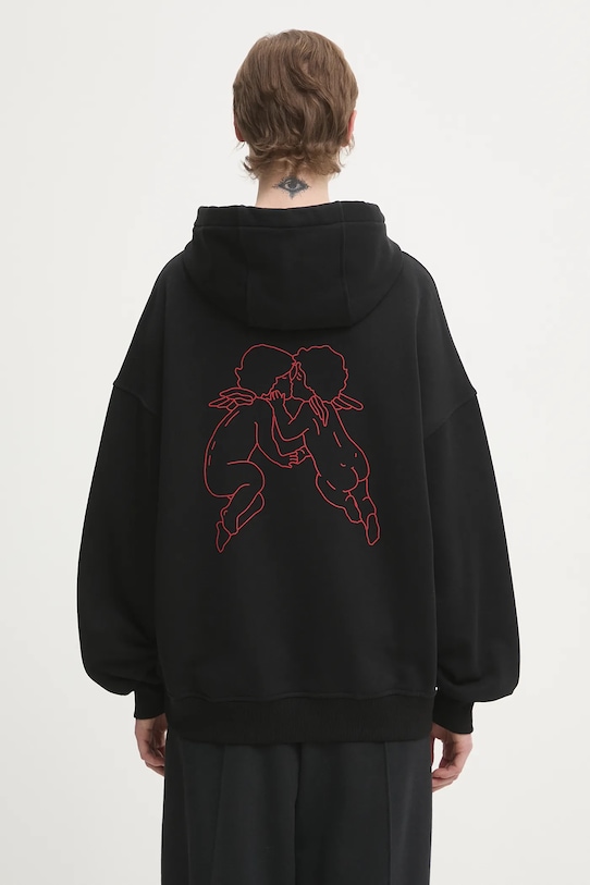 Odjeća Pamučna dukserica Fiorucci Kissing Angels Love Print Relaxed W25FWSHO002CJ05BK01 crna