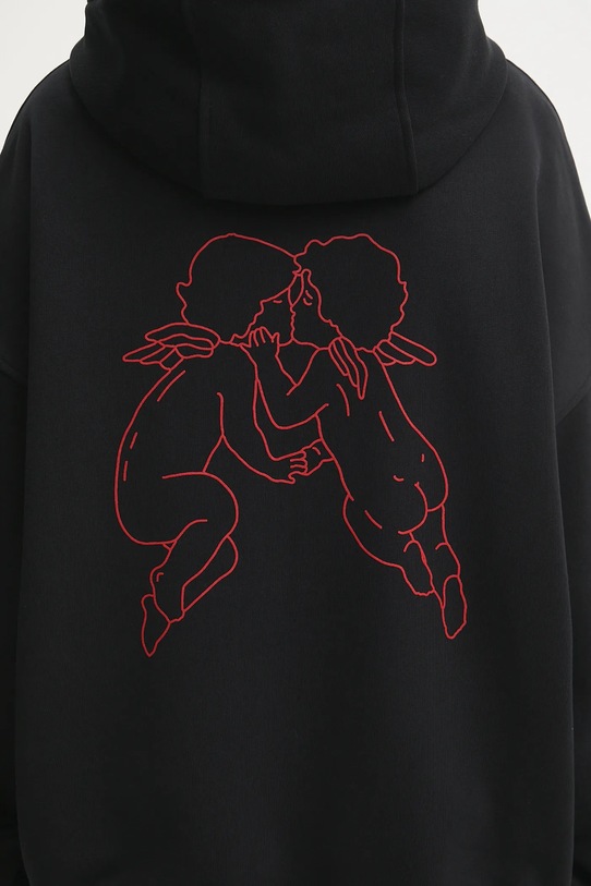 Pamučna dukserica Fiorucci Kissing Angels Love Print Relaxed W25FWSHO002CJ05BK01 crna