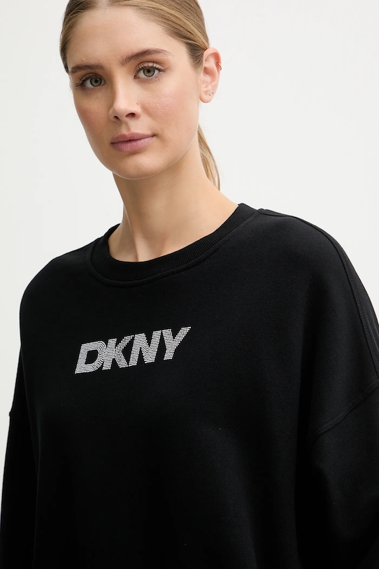 Βαμβακερή μπλούζα Dkny LOGO TERRY μαύρο DP5T1370