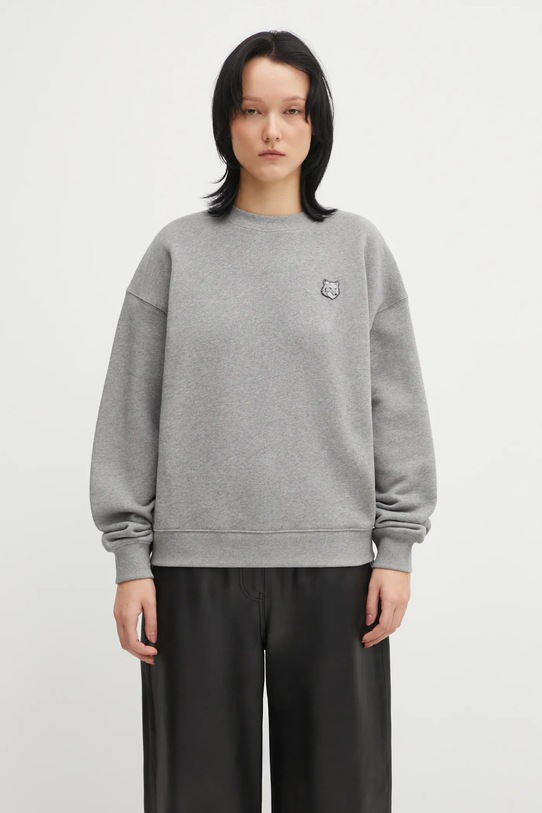 Maison Kitsuné bluza bawełniana Bold Fox Head Patch gładkie szary MW00315KM0321