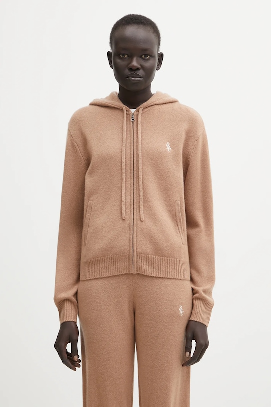 Sporty & Rich kardigan wełniany SRC Cashmere wełna brązowy CA00264302BE02