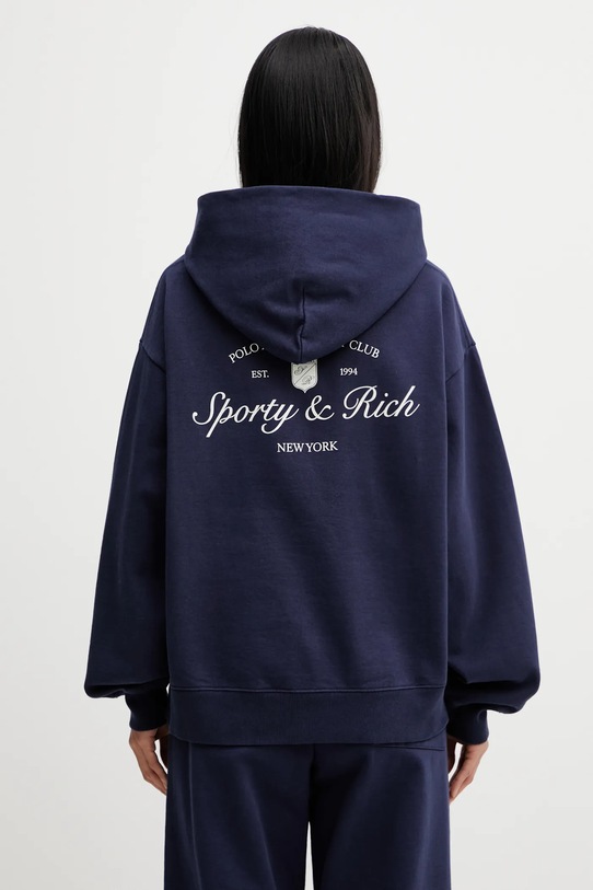 Sporty & Rich bluza bawełniana Syracuse nadruk granatowy ST09166328BL106