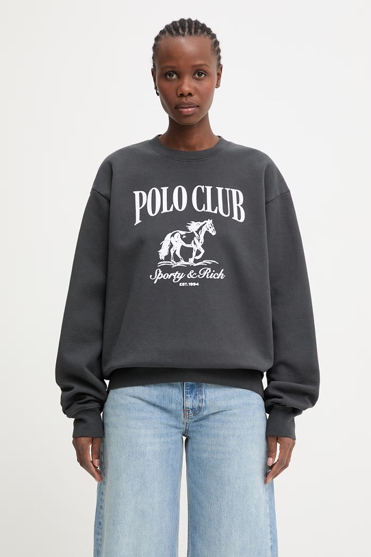 Sporty & Rich Stallion bluza oversize bawełniana damska szary ST07165261BA02