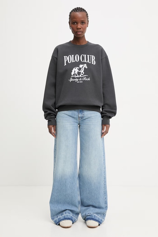 Sporty & Rich Stallion bluza oversize bawełniana damska ST07165261BA02 szary