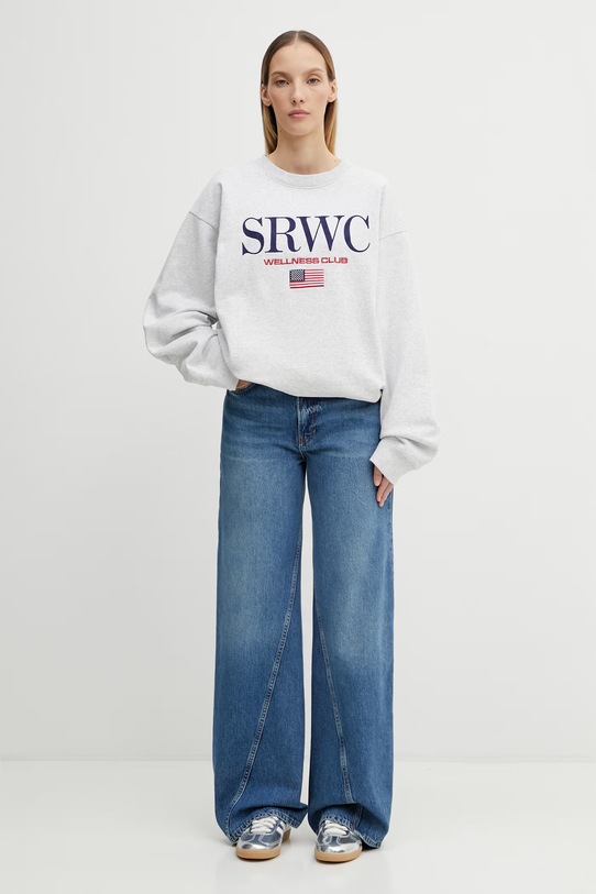 Sporty & Rich bluza bawełniana Nautical Embroidered ST07163177GY03 szary