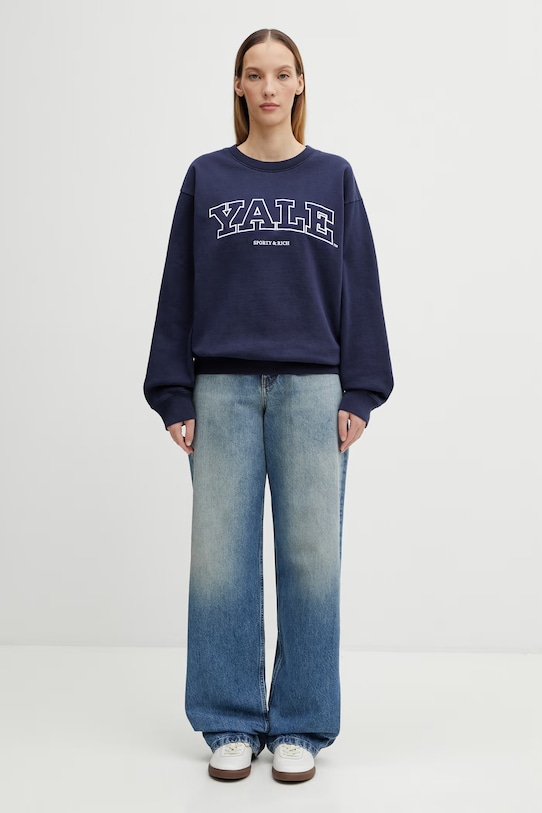 Sporty & Rich bluza bawełniana Yale Ivy ST071611681BL106 granatowy