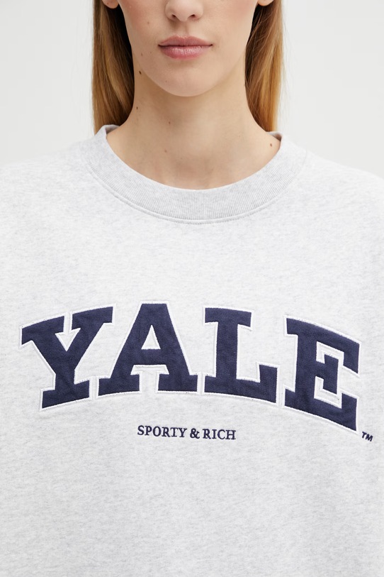 Sporty & Rich bluza bawełniana Yale Ivy szary ST071611681GY03