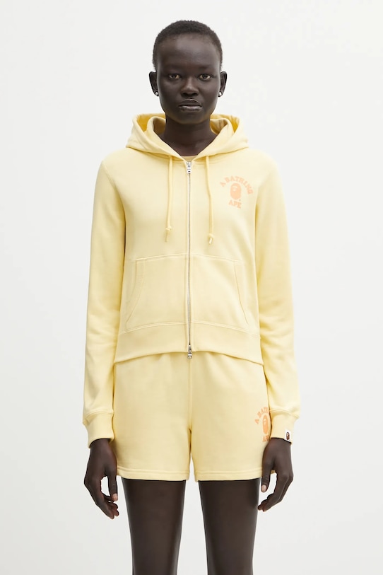 A Bathing Ape bluza bawełniana College Hoodie z kapturem żółty 1L30215009
