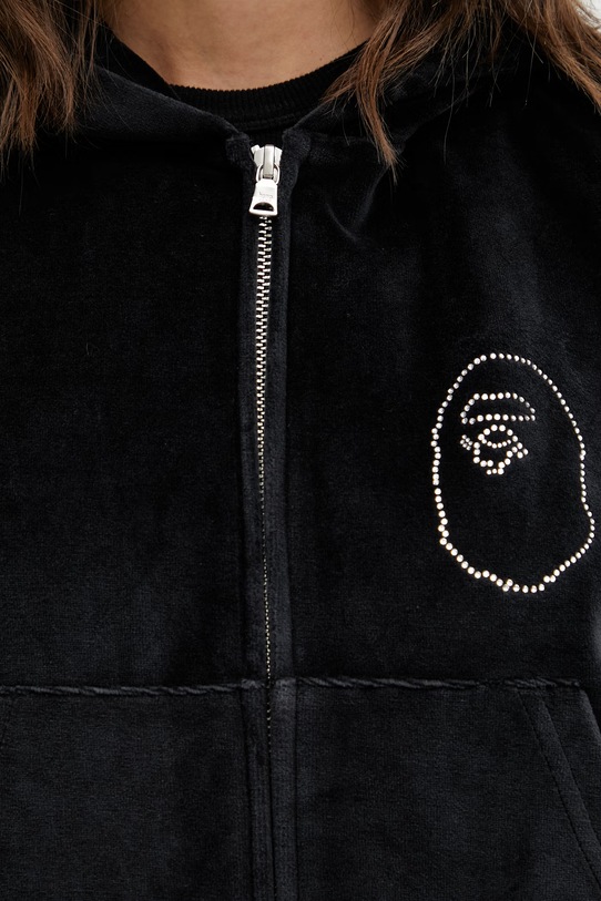 A Bathing Ape bluza welurowa Crystal Stone Ape Head czarny 001ZPL802005L