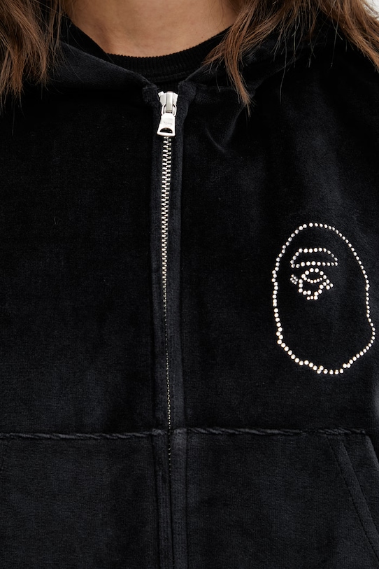 A Bathing Ape bluza welurowa Crystal Stone Ape Head czarny 001ZPL802005L