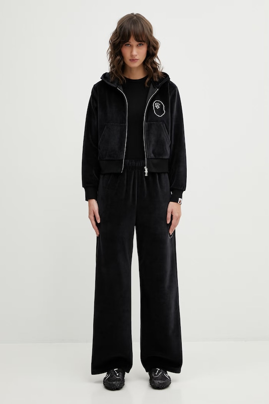 A Bathing Ape bluza welurowa Crystal Stone Ape Head 001ZPL802005L czarny