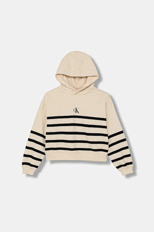Детская хлопковая кофта Calvin Klein Jeans с капюшоном бежевый IG0IG02993.9BYA